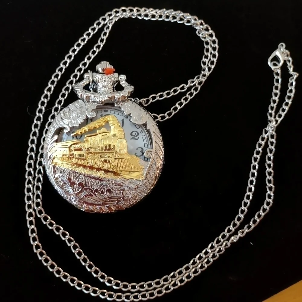 New 16 inch Train Pocket Watch Gift